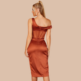 Amele Off Shoulder Satin Dress